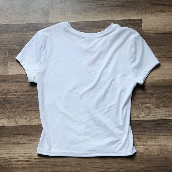 Cute White Ribbed baby tee Candy Cane Heart by NEW LOVE - Picture 2 of 6